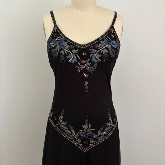 Stenay Y2K Black Silk Beaded Fairy Goth Dress Size 6 - Picture 2 of 11